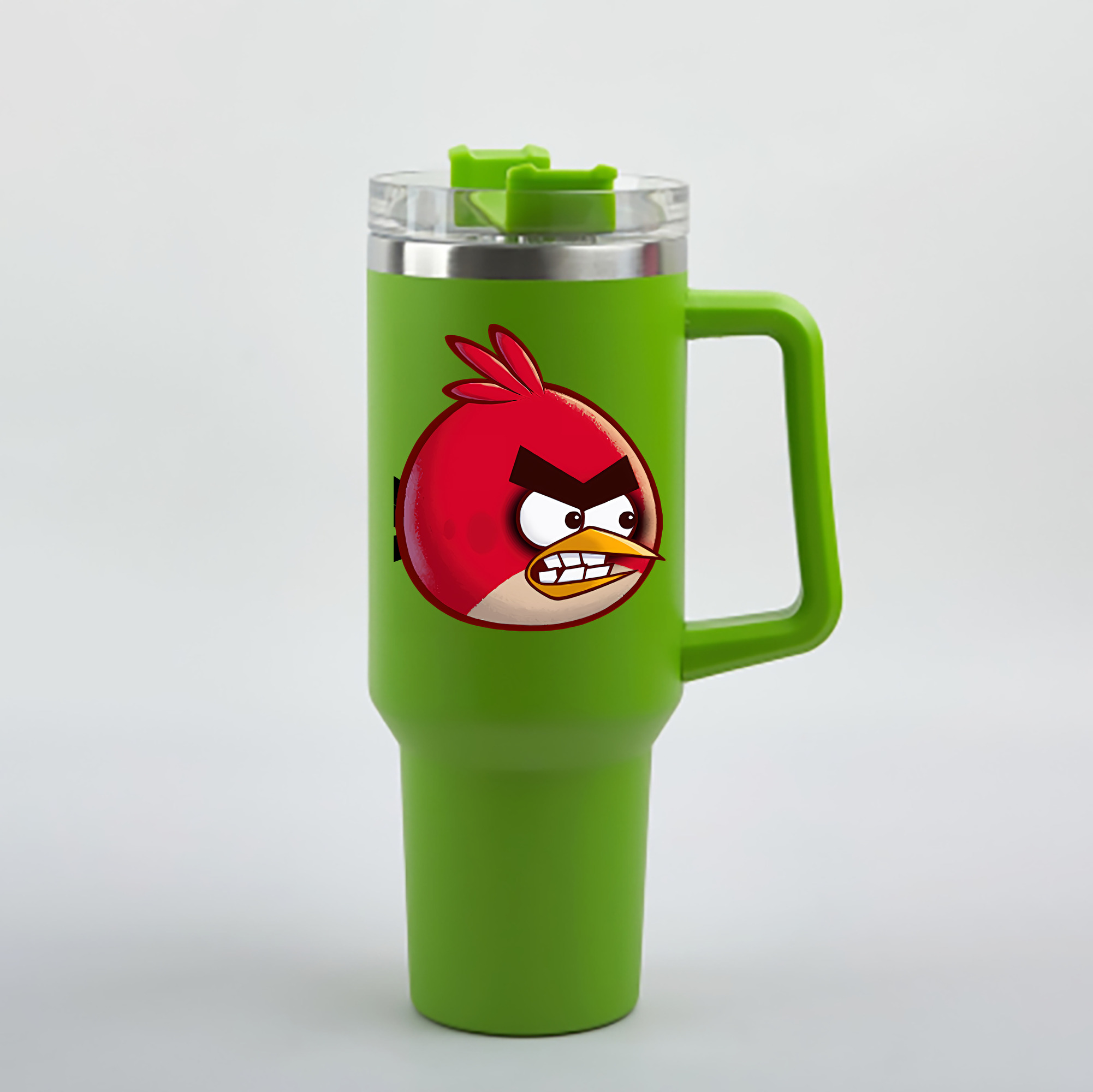 （画像用） Angry Birds アングリーバード 1200mL車用タンブラー - クリスタルステッカー（プラスチックストロー付き）